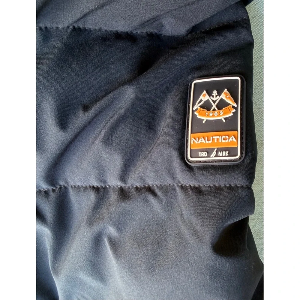 Nautica Mens Navy Blue Puffer Jacket Water Resistant Wind Resistant Size Large - Picture 8 of 9